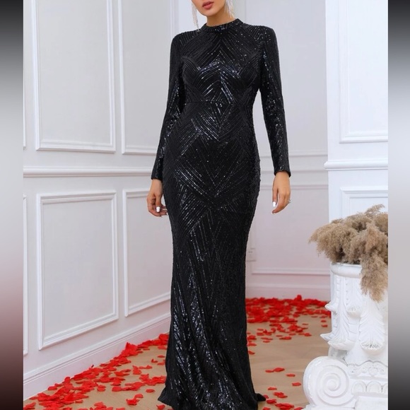 Luxe mermaid hem party wedding sequins dress - Picture 4 of 6